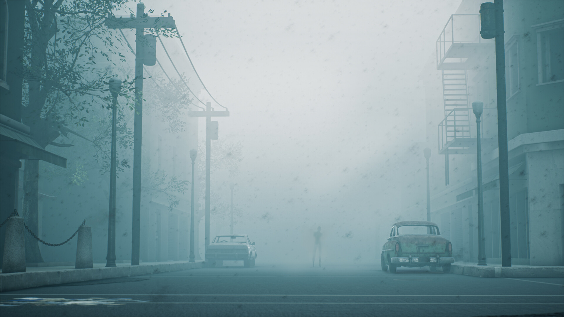 Оделась туманом. Сайлент Хилл улица. Сайлент Хилл город. Silent Hill туманный город.