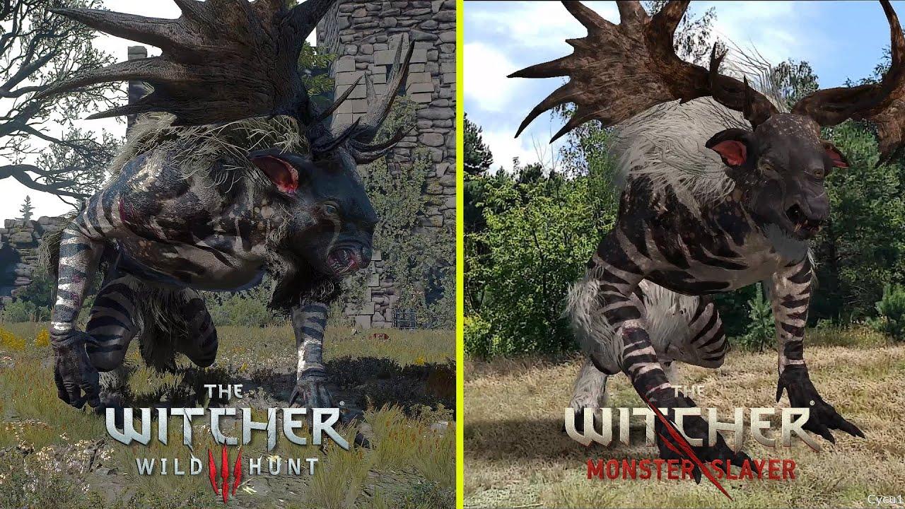 Видео: сравнение монстров из The Witcher: Monster Slayer и The Witcher 3:  Wild Hunt