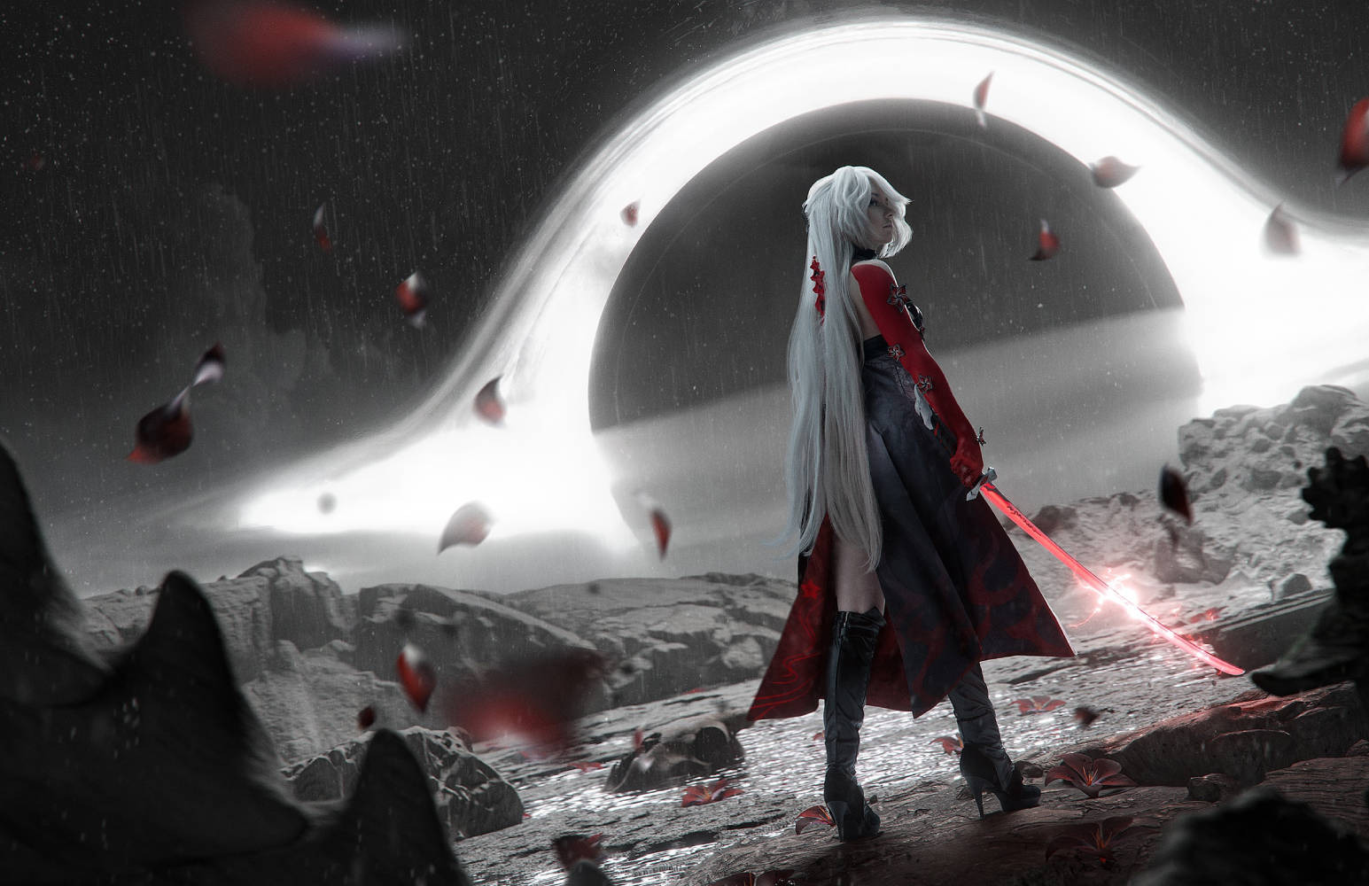 Косплей Ахерон из игры Honkai: Star Rail от модели: галактический рейнджер Косплей Ахерон из игры Honkai: Star Rail от модели: галактический рейнджер