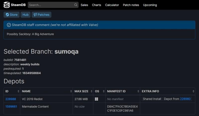 Steamdb. Sackboy: a big Adventure STEAMDB update confirms PC Port.