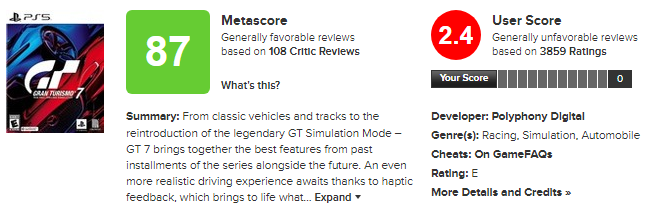 Gran Turismo 7 da PT no Metacritic - 24/03/2022 - Mesa do Fliper 