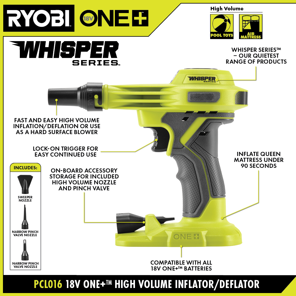 Производитель Ryobi анонсировал насос для надувания больших объемов 18 V  One+ Whisper, PCL016K1 / Комфортный дом и бытовая техника / iXBT Live