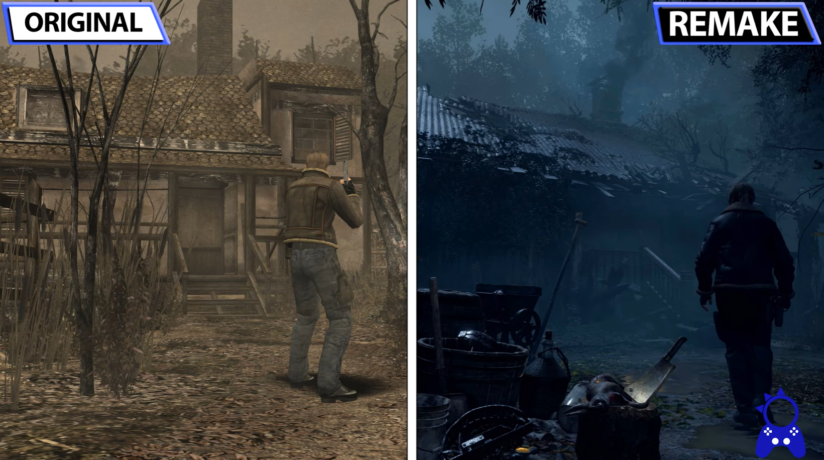 Игры стали темнее. Резидент 4 оригинал и ремейк. Leon re4 Remake. Резидент 4 ремейк геймплей. Resident Evil 4 Remake 2022.