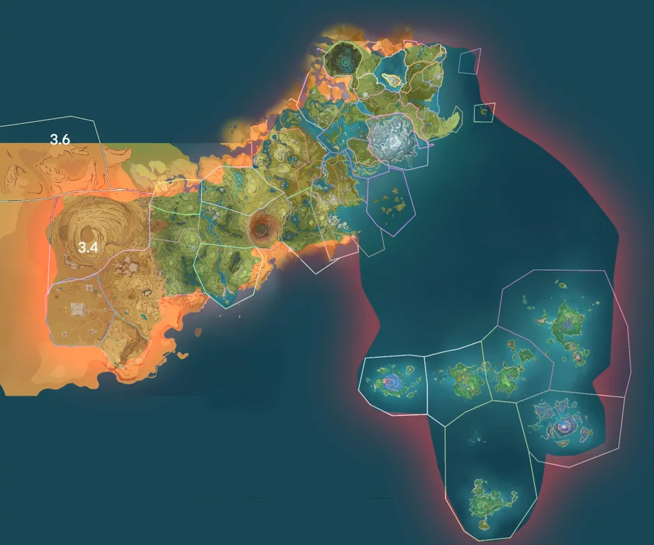 New Genshin Impact locations shown from satellite. Map of Teyvat with ...