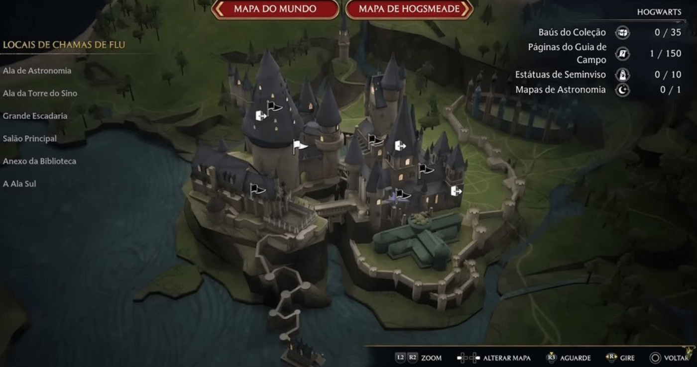 Утечка: карта Hogwarts Legacy с сундуками, активности, задания и меню игры.  К игроку попал диск Hogwarts Legacy